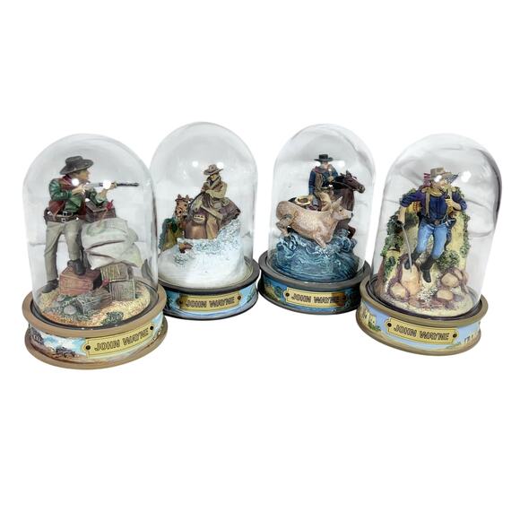 Franklin Mint Diecast Toys & Games Other - Franklin Mint John Wayne Hand Painted Sculptures Lot 4 Glass Globe Mint Cond